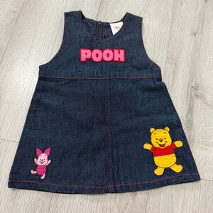 Denim Dress with Pooh and Piglet Patches